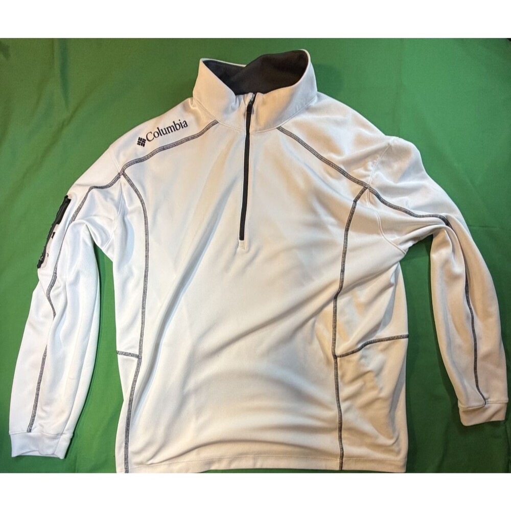 Columbia Golf Men's XL White & Green 1/4 Zip Pullover Long Sleeve Top